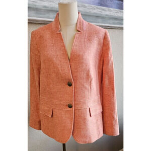 NEW Talbots Shelted Wool Blend Career Jacket Blazer Coral Orange Women 16 Petite